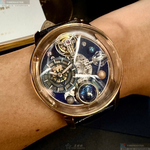 [星晴錶業]GEYA手錶,46mm,G78182GHB機械鏤空錶面玫瑰金錶殼寶藍真皮皮革錶帶款, , large