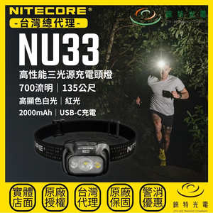 【錸特光電】NITECORE NU33 高性能三光源充電頭燈