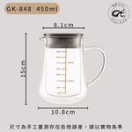 【GlassKing】GK-848 金韻雙層玻璃壺 金色刻度 高硼硅玻璃 耐熱玻璃壺 泡茶壺 咖啡分享壺, , large