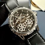 [星晴錶業]GEYA手錶,44mm,G78155GWK雙面機械鏤空錶面銀錶殼深黑色真皮皮革錶帶款, , large