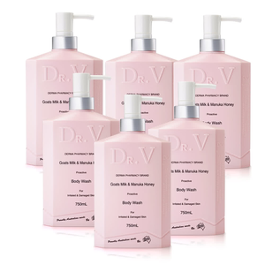 【澳洲Dr. V 】專業級配方-山羊奶曼努考蜂蜜沐浴乳(6入組 750ml/瓶)
