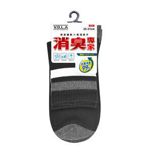 消臭1/2條紋-黑L