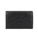 YSL 山形紋荔枝皮金字logo小卡/短夾/黑色, , large