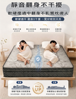 預購【Moonulune 柔月家居】雲境石墨烯乳膠護框獨立筒床墊標準雙人5尺x6.2尺高度26公分, , large