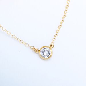 【Angel & Me】14KGF Gold-filled CZ Single Swiss Diamond Necklace birthday gift