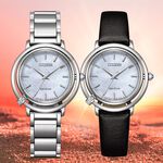 CITIZEN 星辰 L系列 曙光 光動能鑽石女錶 附贈皮革錶帶 EM1090-60D, , large