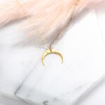 【Angel & Me】Hammered Moon s925 sterling silver 24k gold-plated necklace, , large