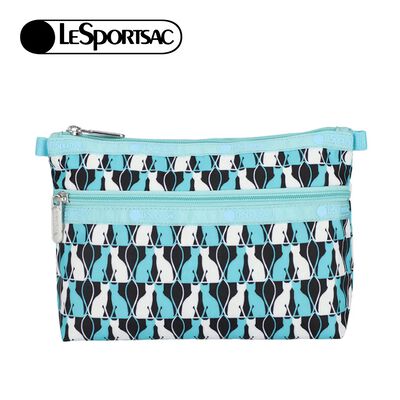 |快速出貨|Lesportsac Cosmetic Clutch 雙層拉鍊收納化妝包 - 鏡中貓影