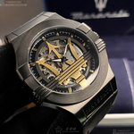 [星晴錶業]MASERATI手錶,42mm,R8821108036白金色錶面黑錶殼深黑色真皮皮革錶帶款, , large