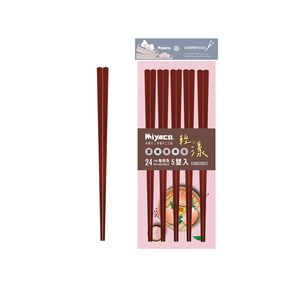 Miyaco 米雅可 輕漾高纖玻璃筷筷子 24cm五雙-咖啡-Leidea樂德兒