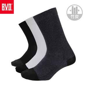 【BVD】竹炭男休閒襪<白>B349 男襪 長襪 休閒襪