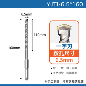 鉅玉經典｜TIGER虎牌  一字刃四溝水泥鑽尾 YJTI-6.5*160