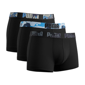 PUMA 抗菌除臭平口內褲 3件組 彪馬 跳豹 男士內褲 平角內褲 四角內褲 彈力腰帶 親膚 柔軟 舒適 701246692灰/藍黑/藍