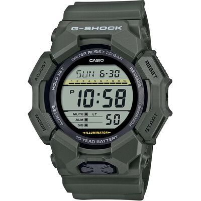 CASIO 卡西歐 G-SHOCK 軍綠色10年電力 大螢幕電子錶 學生錶 GD-010-3