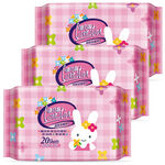 康乃馨寶寶潔膚濕巾20片外出包3入組, , large