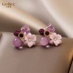 【Gulicc】古莉可 耳環 紫色夢幻 貓眼耳釘, , large