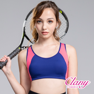 【可蘭霓Clany】台灣製顯瘦涼感防震加大尺碼無鋼圈M-XL運動內衣 藍 6965-57
