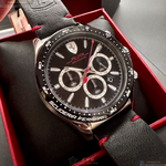 [星晴錶業]FERRARI手錶,46mm,FE00084黑色錶面銀錶殼深黑色真皮皮革錶帶款, , large