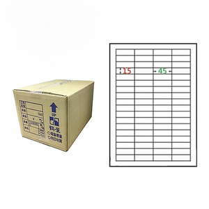 【鶴屋】A4電腦標籤 15x45mm 直角 72格 1000張入 / 箱(L1545 LX)