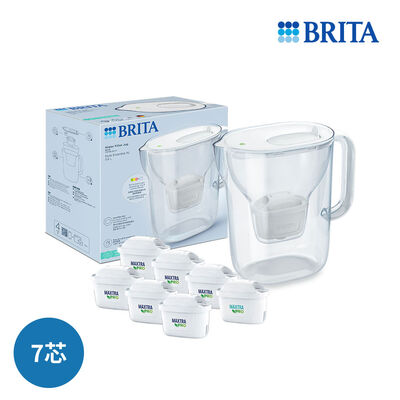 BRITA純淨濾水壺+去水垢P6(共7芯)-霧光白