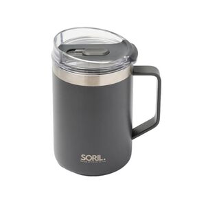 SORIL不鏽鋼真空馬克杯480ml-鐵灰