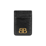 BALENCIAGA Monaco BB 金釦磁釦2卡卡片夾/名片夾(黑色), , large