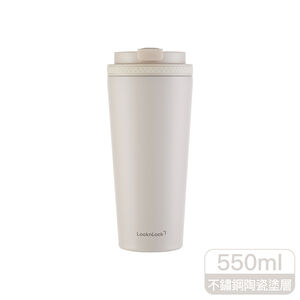 樂扣手提瓷感隨行咖啡杯550ml-杏仁白