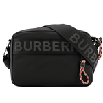 BURBERRY Logo細節緹花編織拉鍊斜背包/黑色, , large