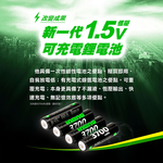 【ineno】3號/AA 恆壓可充式1.5V鋰電池全新特大能量3700mWh32入+(3號4槽)AI隨身收納盒充電器, , large