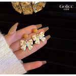 【Gulicc】古莉可 耳環 橘點蝴蝶結珍珠耳環, , large