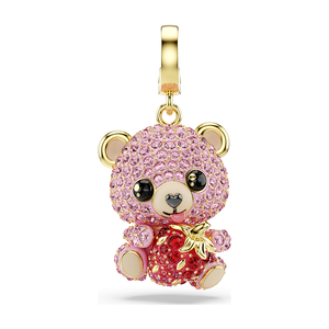 SWAROVSKI 施華洛世奇Idyllia Charm 俏皮大頭泰迪熊擁抱草莓水晶吊飾  推薦(5738357