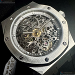 [星晴錶業]GEYA手錶,42mm,G78036GWKW雙面機械鏤空錶面銀錶殼深黑色真皮皮革錶帶款, , large