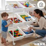 【Roomix】6格 斜口收納推車 三層/二排 零食收納 玩具收納盒 廚房置物架 移動式小推車 儲物架 玩具櫃 滑輪收納籃, , large