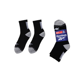 Reebok除臭1/2厚底襪3入組-黑色26~29