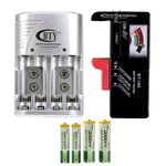 臺灣現貨（隔日出貨）直插式電池充電器豪華組 充電器 電量檢測儀 三號(AA)充電電池 四號(AAA)充電電池 5/4-6/1 滿千送AOC電動牙刷, , large