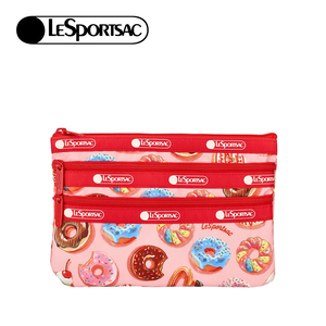 Lesportsac 3-Zip Cosmetic 三層拉鍊化妝包 收納包 盥洗包 女包 男包(甜甜圈派對)L262-7158P-HH10
