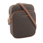 Michael Kors 金字滿版塗層帆布拉鍊中款直式斜背包/咖啡色, , large