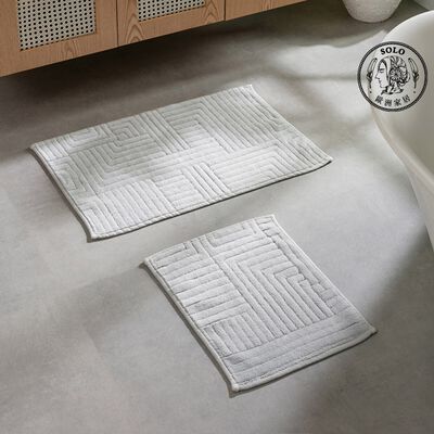 【SOLO歐洲家居】LCW Home 吸水地墊 淺灰迷宮紋 2件1組 純棉 土耳其地毯