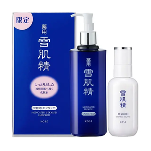 (免運)【KOSE 高絲】雪肌精雙享禮盒組極潤型(雪肌精化妝水極潤型500ml+舒芙蕾精華乳140ml) 公司貨
