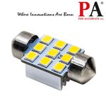 【PA LED】雙尖 28MM 31MM 暖白光 白光 2835 9晶 SMD LED 室內燈 牌照燈 行李箱燈 車廂燈, , large
