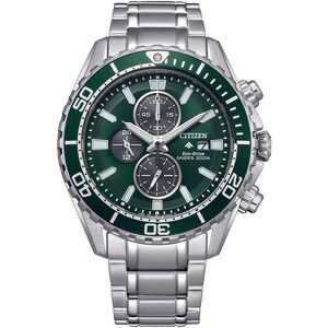 CITIZEN 星辰 Promaster 光動能潛水計時手錶-銀x綠/44.5mm CA0820-50X