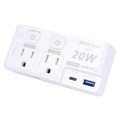 BOSS 2開2插3P按壓式智慧快充USB分接插座 R-71PNC
