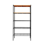 【Y HOUSE】90x45x180cm pine five-layer storage rack rack iron rack - black teak, , large