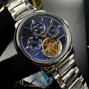 [星晴錶業]GEYA手錶,42mm,G78181GWB寶藍色錶面銀錶殼銀色精鋼錶帶款
