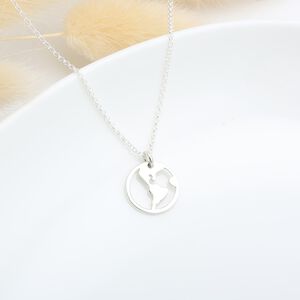 【Angel & Me】Travel World Map s925 sterling silver necklace Birthday gift