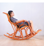 A leisurely rocking handmade rattan chair., , large