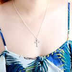 【Angel & Me】Iris Cross s925 sterling silver necklace Valentine's Day gift, , large