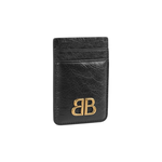 BALENCIAGA Monaco BB 金釦磁釦2卡卡片夾/名片夾(黑色), , large