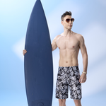MONINA  MIT  Big men bamboo leaf beach swim trunks -L, , large