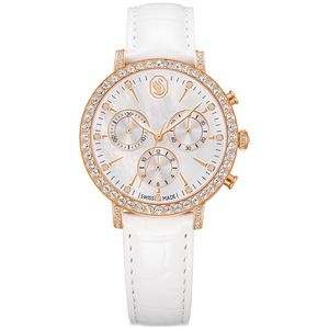 SWAROVSKI 施華洛世奇 Dextera Octagon 珍珠貝水晶三眼計時女錶-36mm  送禮推薦(5754536)